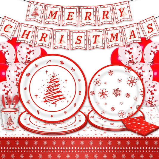 Merry Christmas - Christmas Party Disposable Dinnerware Set