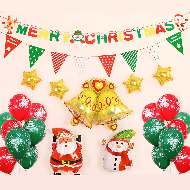 Merry Christmas - Christmas Balloons Set With Banner for Christmas