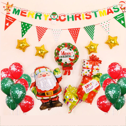 Merry Christmas - Christmas Balloons Set With Banner for Christmas
