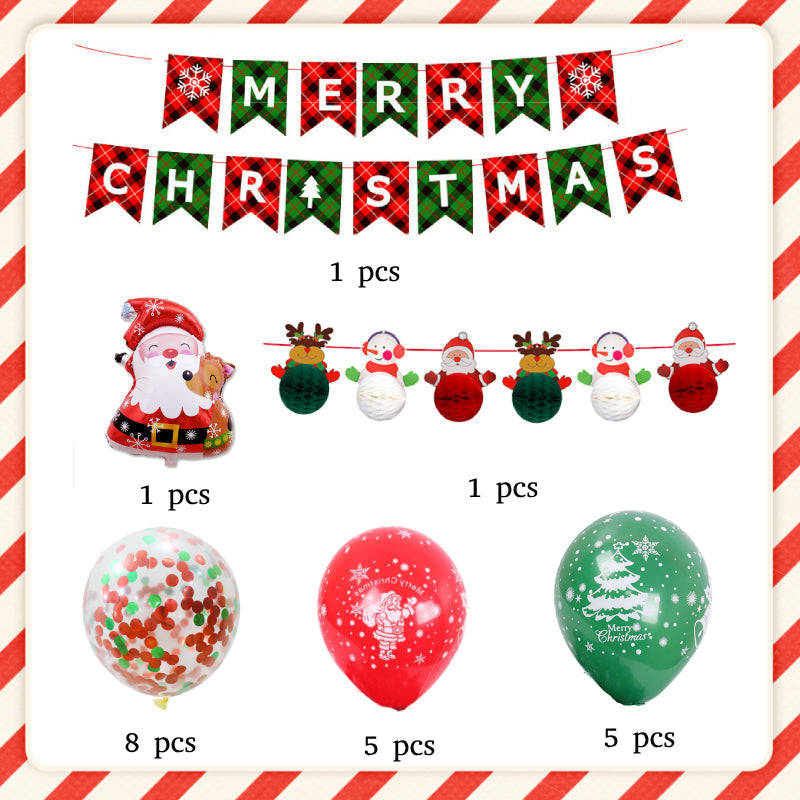 Merry Christmas - Balloons Set With Banner for Christmas