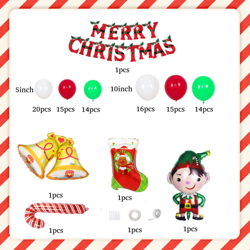 Merry Christmas - Christmas Balloons Set With Banner for Christmas