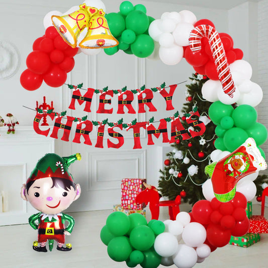 Merry Christmas - Christmas Balloons Set With Banner for Christmas
