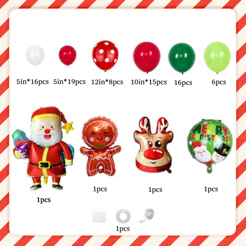 Merry Christmas - Christmas Balloons Set With Banner for Christmas
