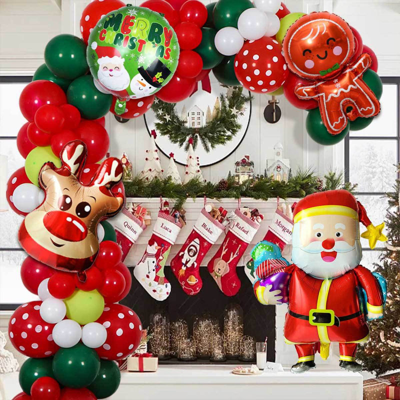 Merry Christmas - Christmas Balloons Set With Banner for Christmas