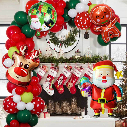 Merry Christmas - Christmas Balloons Set With Banner for Christmas