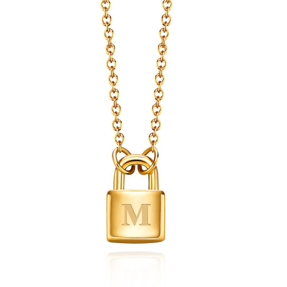 Name's First Letter - Personalized Lock Necklace