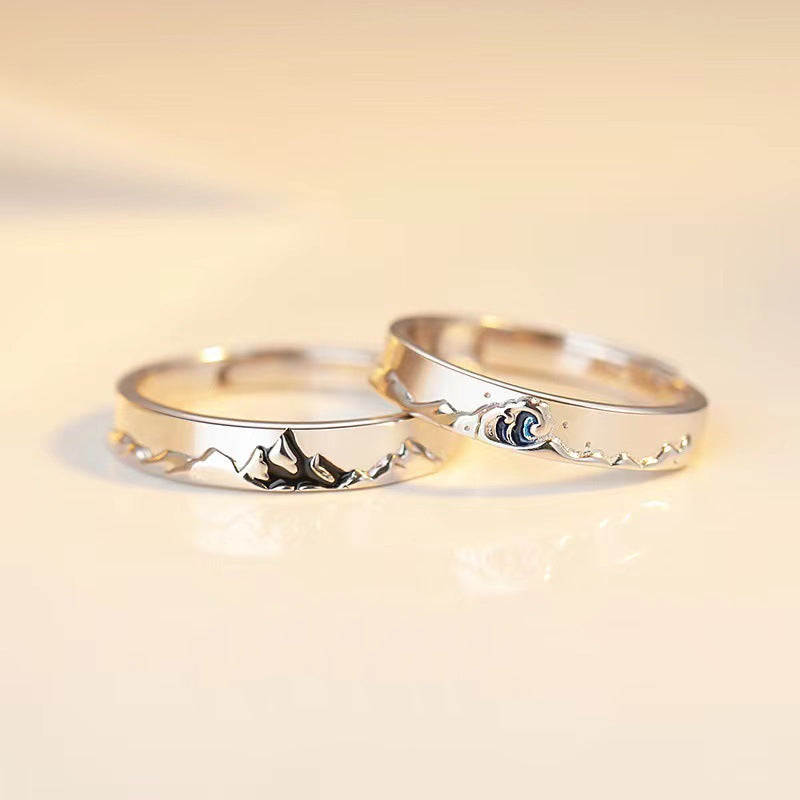 Mountain Ocean Lovers Matching Ringss - Couple Ring