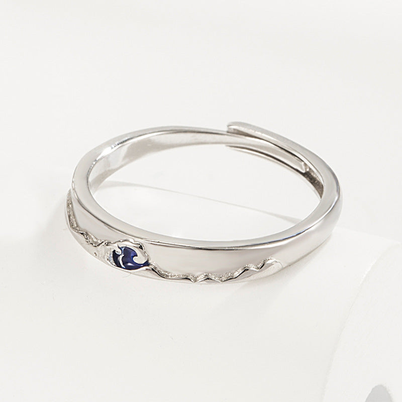 Mountain Ocean Lovers Matching Ringss - Couple Ring