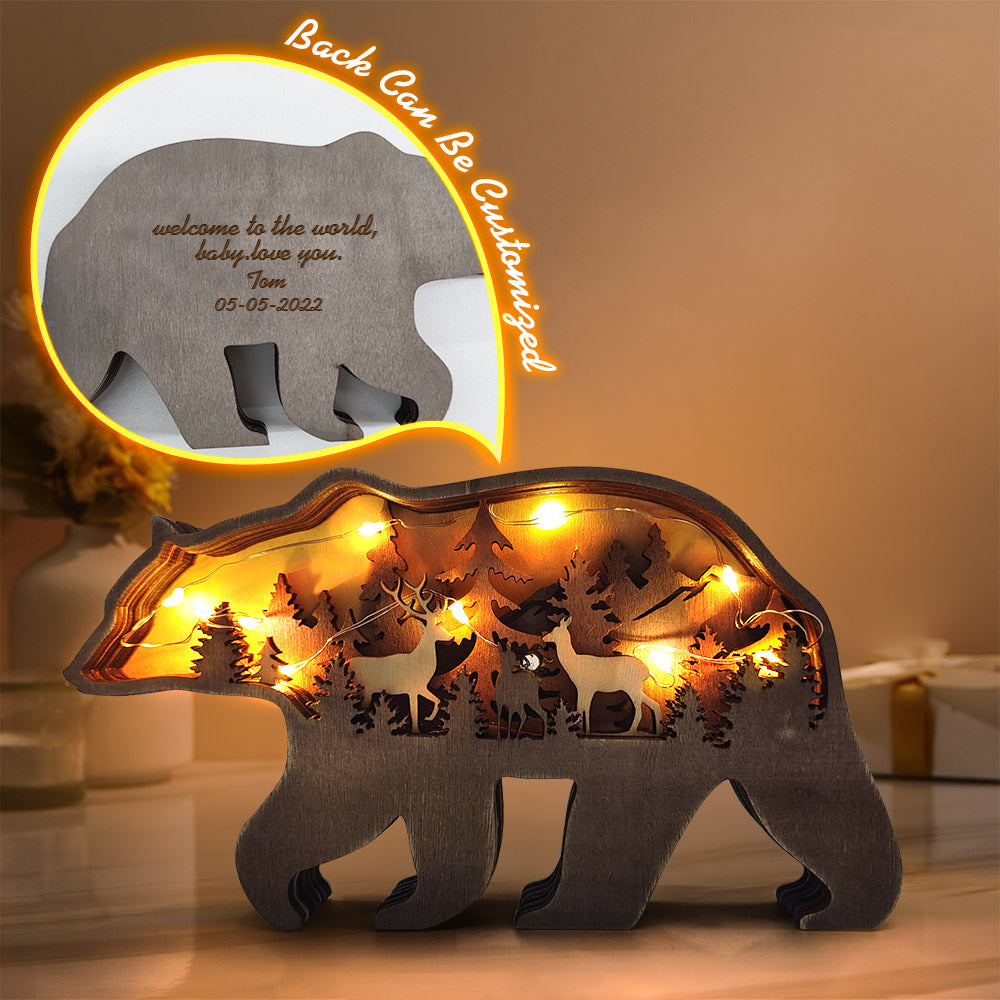 Multi-layer Woodland Bear/ Deer/ Eagle/ Horse... - Personalized Animal Wooden Statue