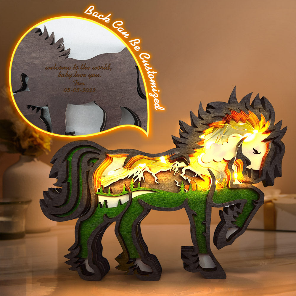 Multi-layer Woodland Bear/ Deer/ Eagle/ Horse... - Personalized Animal Wooden Statue