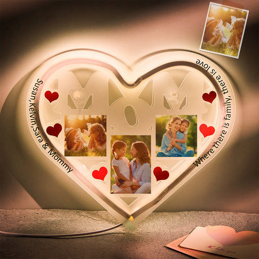 Where There Is Family There Is Love - Personalized Mother Engraved Photo Lamp