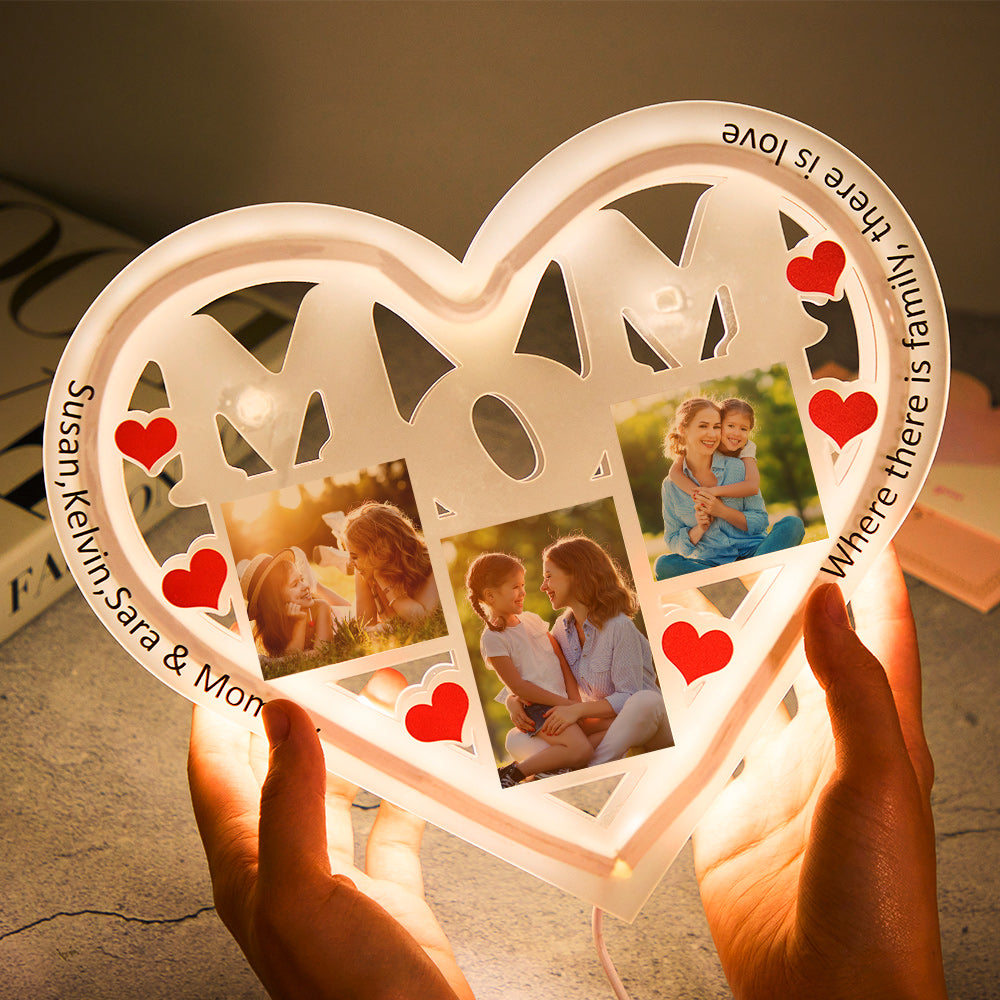 Where There Is Family There Is Love - Personalized Mother Engraved Photo Lamp