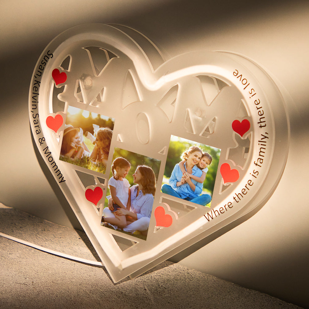 Where There Is Family There Is Love - Personalized Mother Engraved Photo Lamp