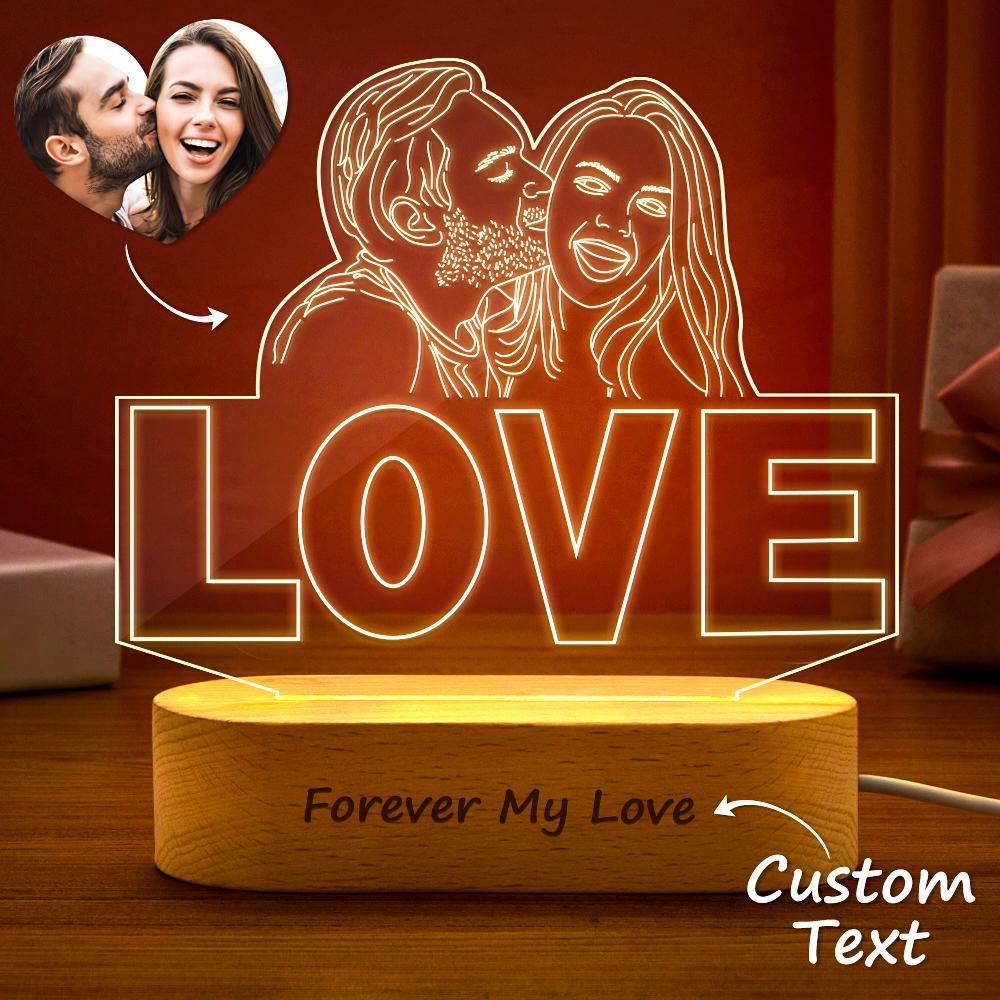 Photo Line Art Love - Personalized Couple Love Line Art Lamp