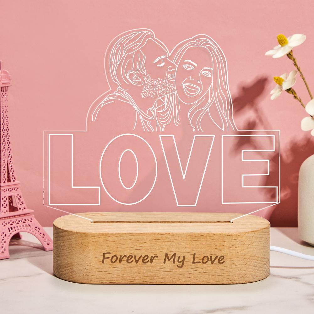 Photo Line Art Love - Personalized Couple Love Line Art Lamp