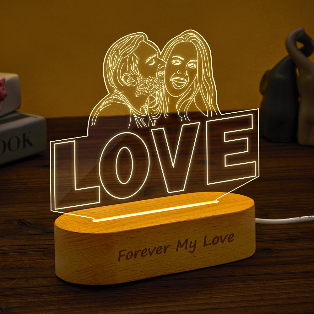 Photo Line Art Love - Personalized Couple Love Line Art Lamp