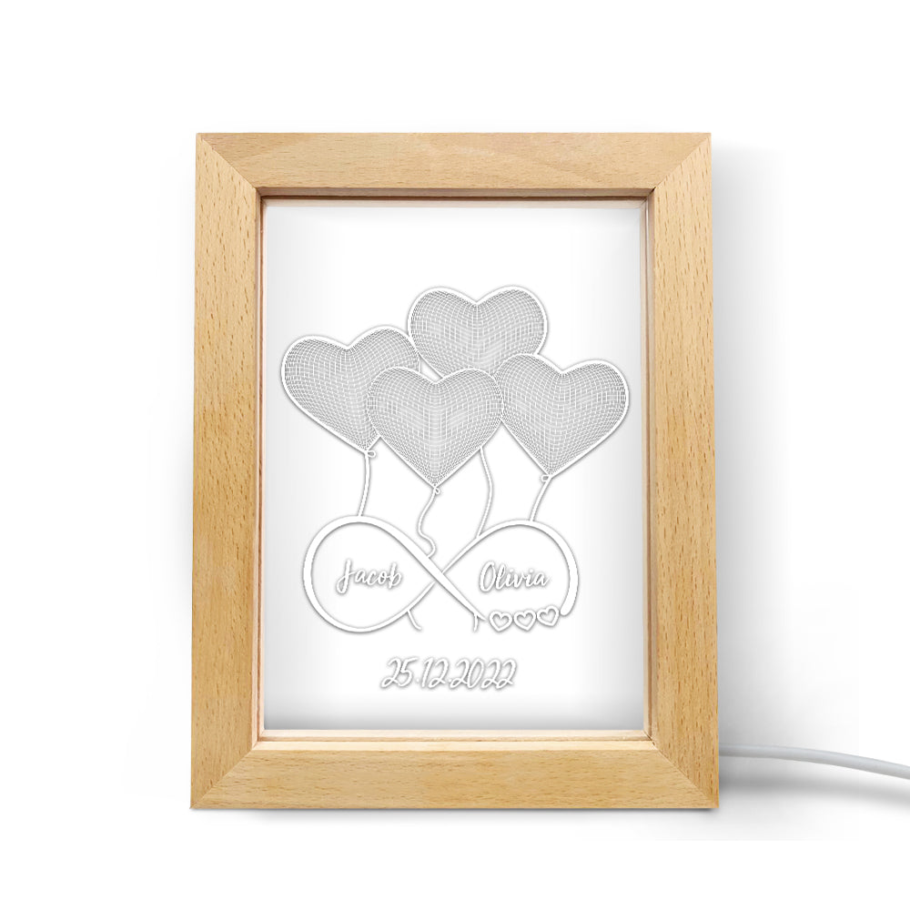 Name Heart Infinity - Personalized Couple Heart Name Lamp