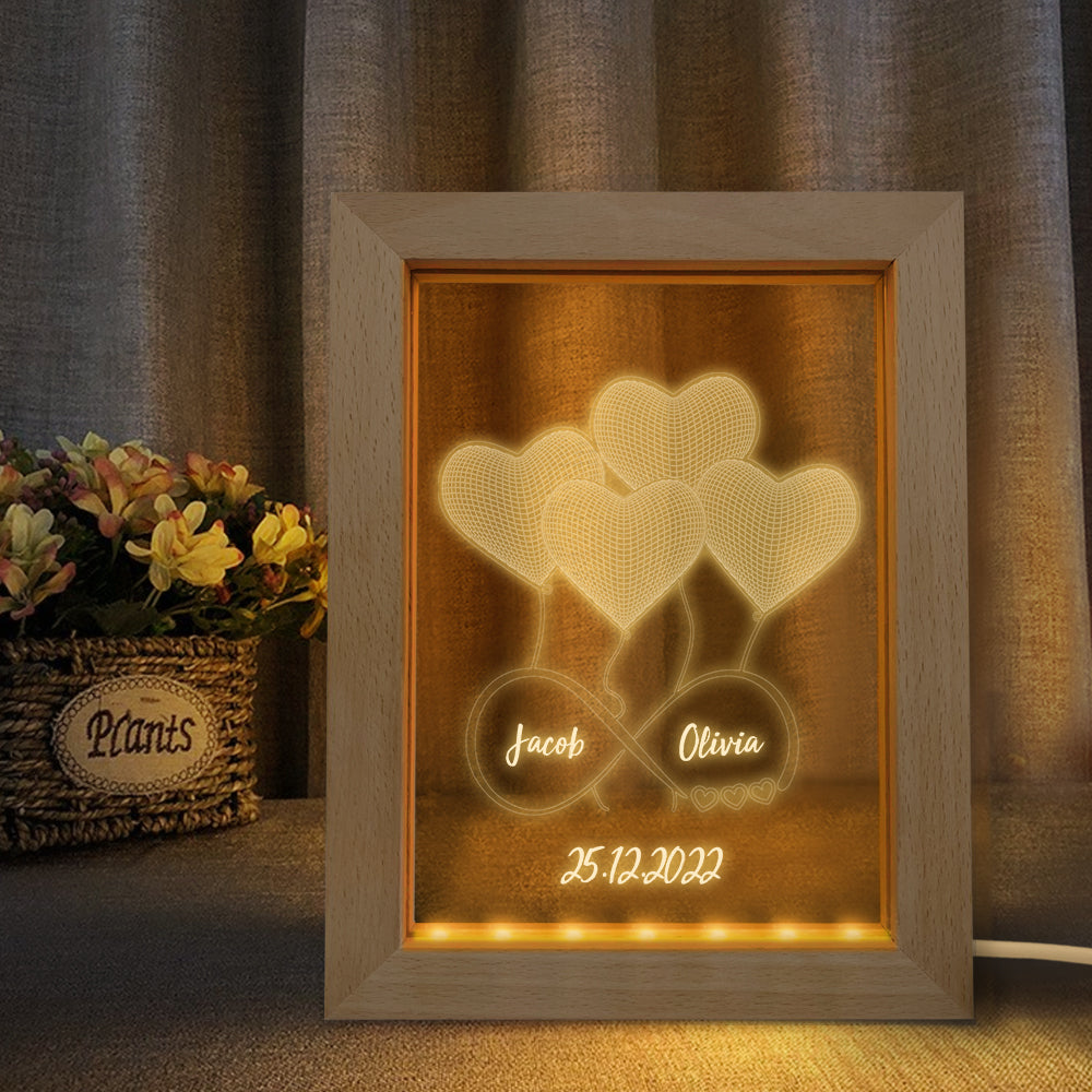 Name Heart Infinity - Personalized Couple Heart Name Lamp
