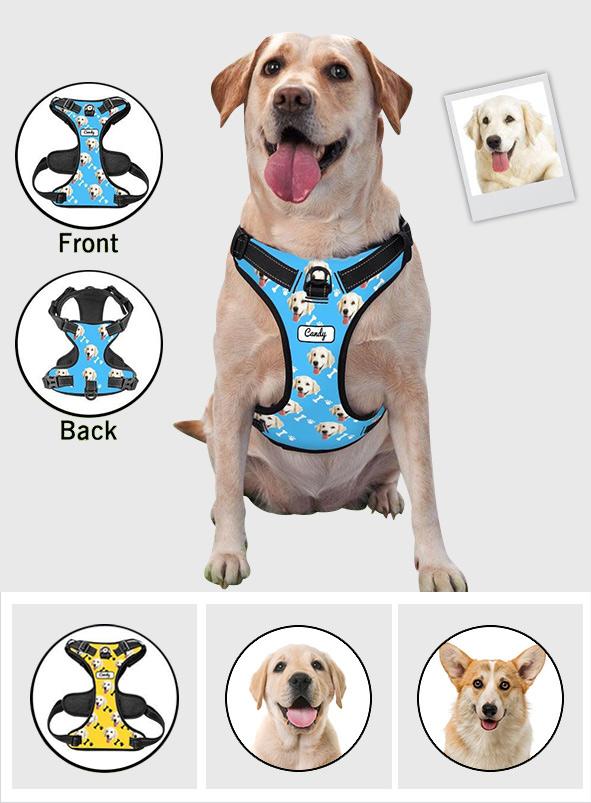 Personalized Dog Photo Bone Pattern Style Dog Harness