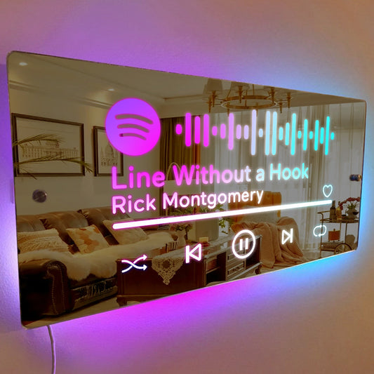 Scannable Spotify Code Songs - Personalized Scannable Spotify Code Neon Light Mirror