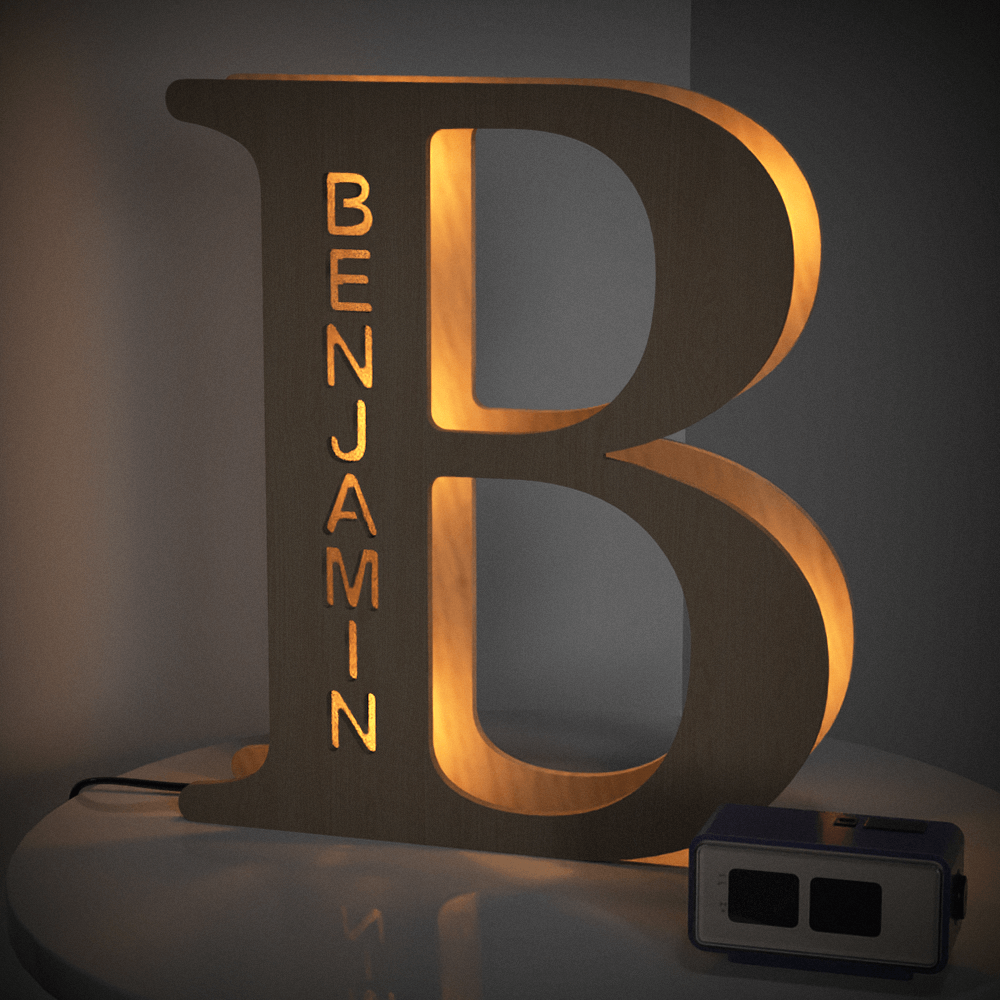 Wooden Letter - Personalized Any Letter With Name Lamp