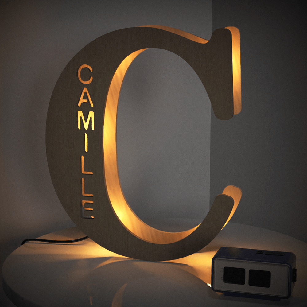 Wooden Letter - Personalized Any Letter With Name Lamp