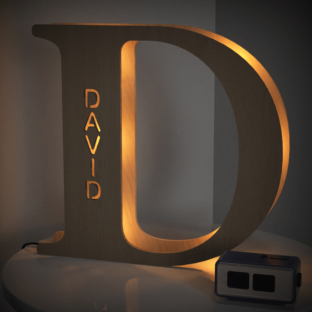 Wooden Letter - Personalized Any Letter With Name Lamp