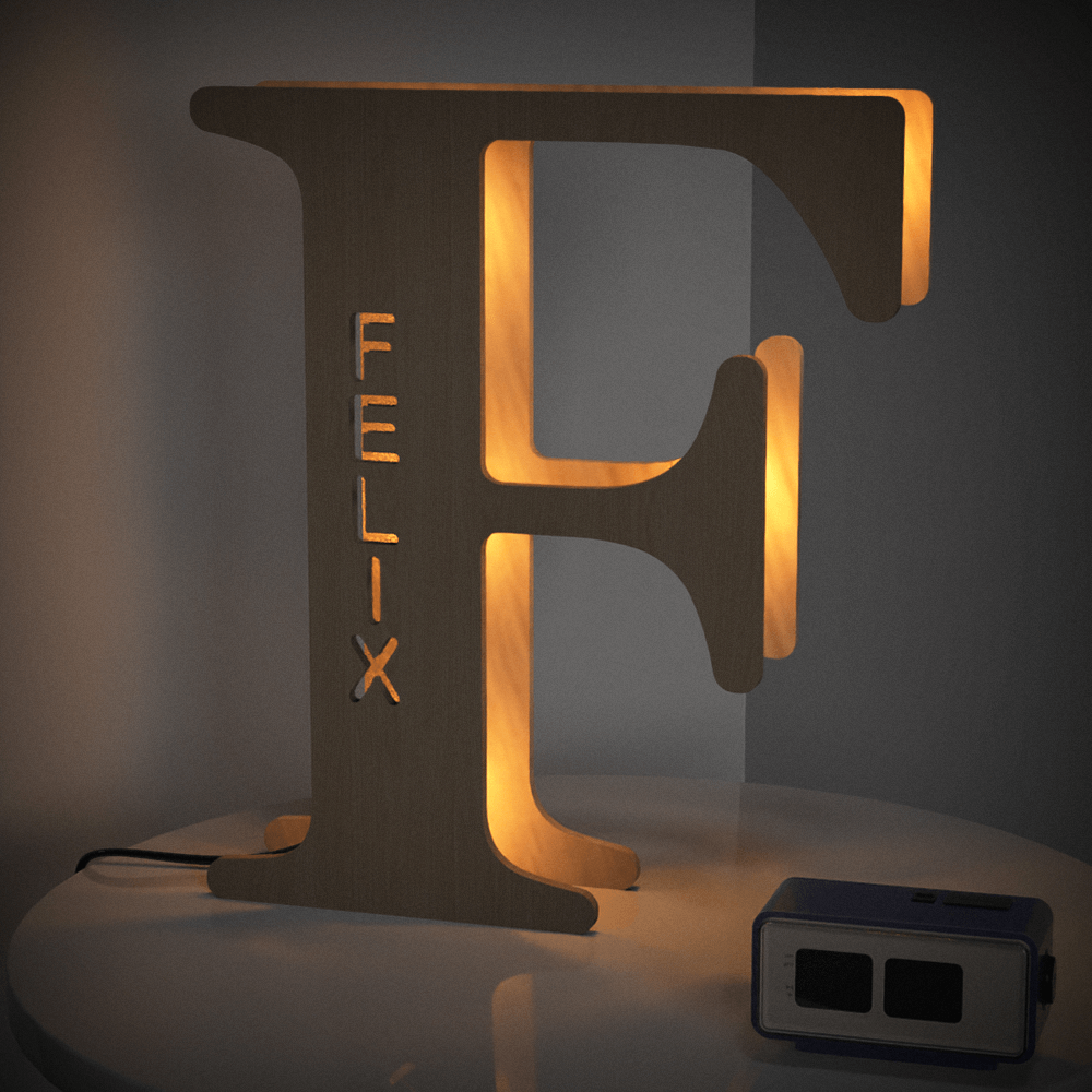 Wooden Letter - Personalized Any Letter With Name Lamp