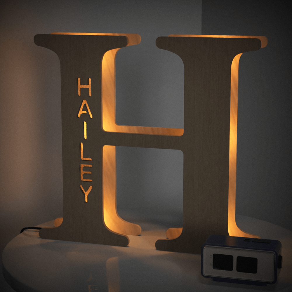 Wooden Letter - Personalized Any Letter With Name Lamp