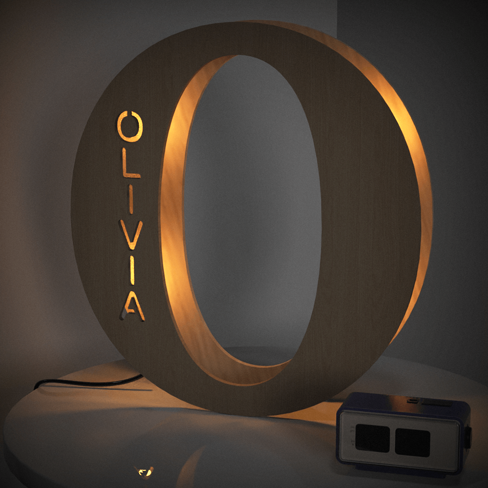 Wooden Letter - Personalized Any Letter With Name Lamp