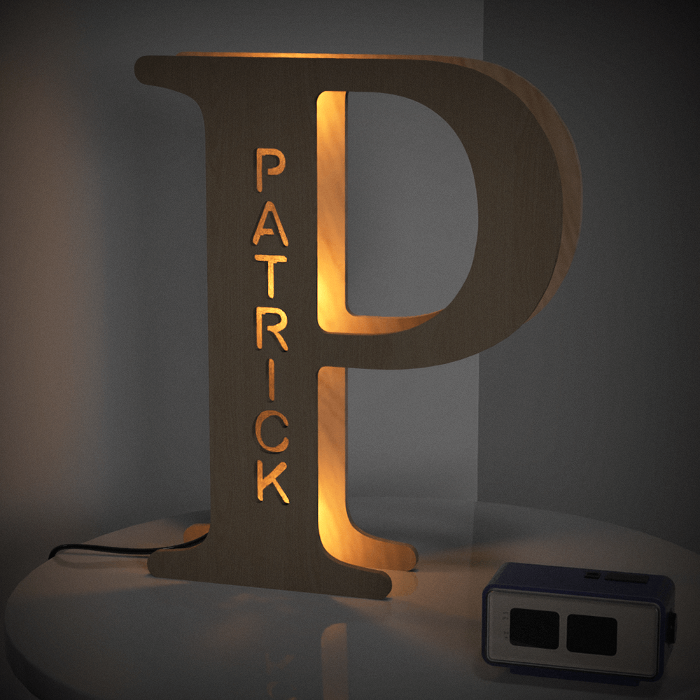 Wooden Letter - Personalized Any Letter With Name Lamp