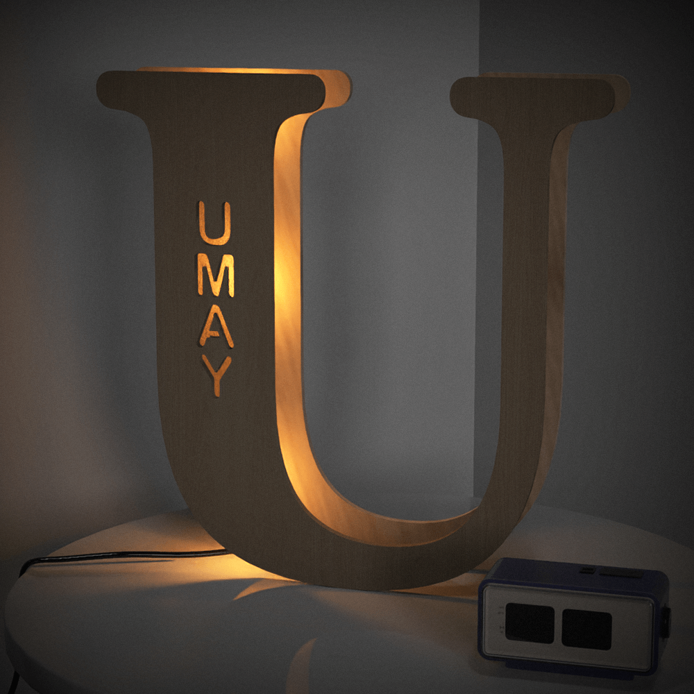 Wooden Letter - Personalized Any Letter With Name Lamp
