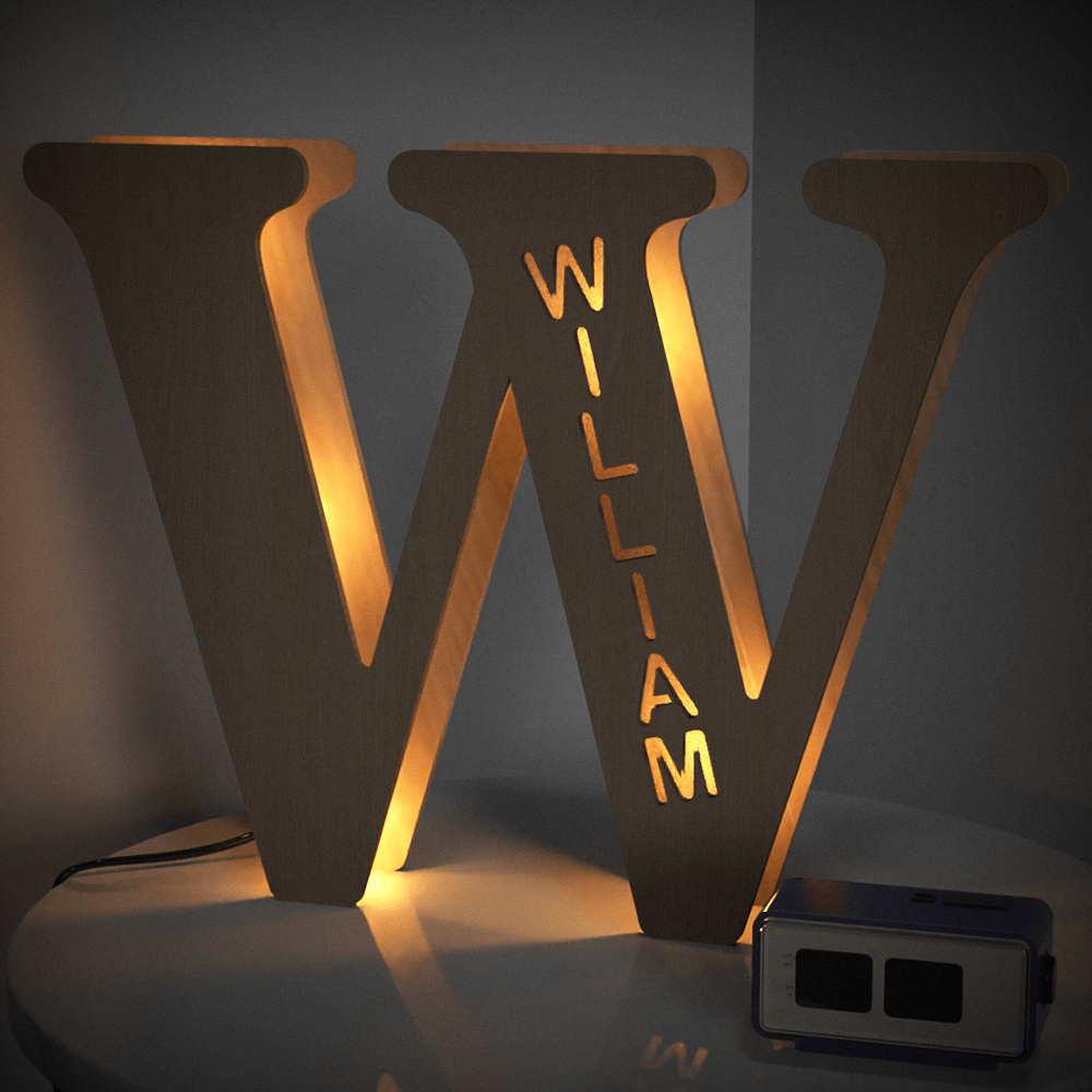 Wooden Letter - Personalized Any Letter With Name Lamp