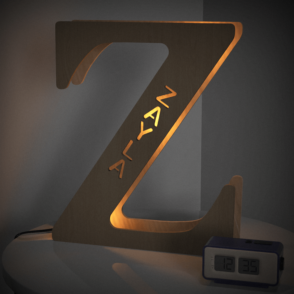 Wooden Letter - Personalized Any Letter With Name Lamp