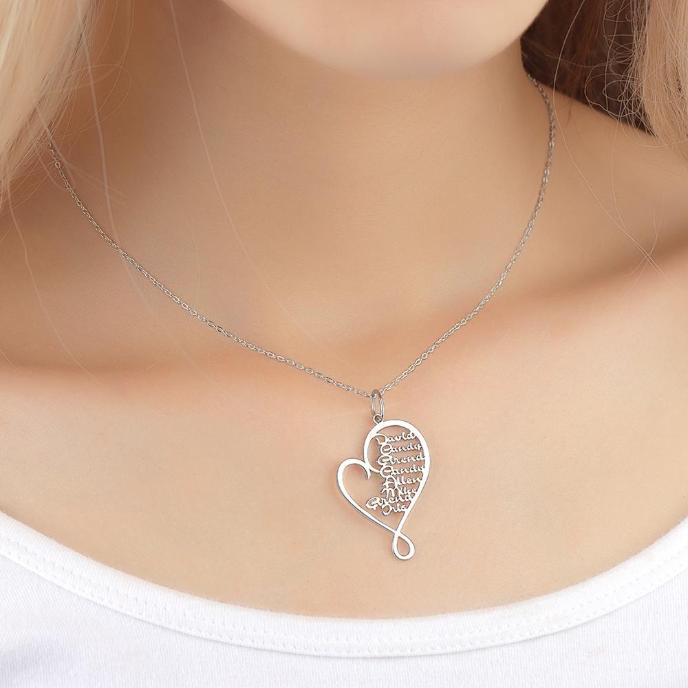 Personalized Family Heart-shaped Name Necklace