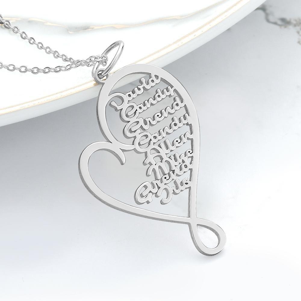 Personalized Family Heart-shaped Name Necklace