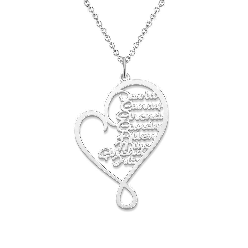 Personalized Family Heart-shaped Name Necklace