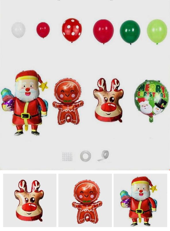 Merry Christmas - Christmas Balloons Set With Banner for Christmas