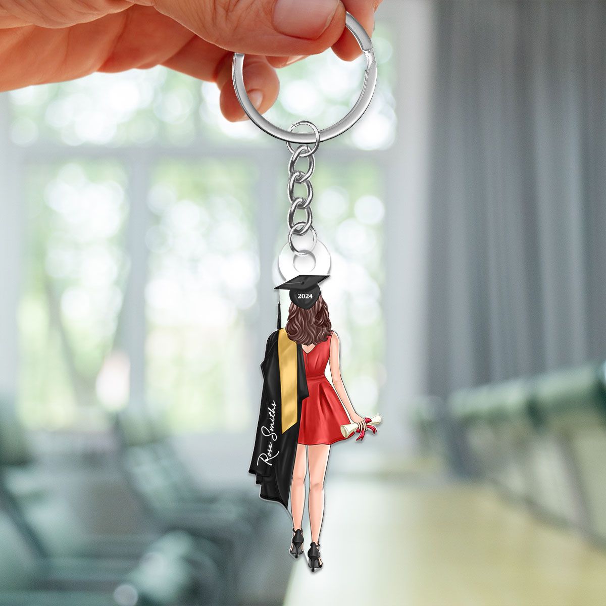 Custom Graduation Keychain with Name & Graduate Figure
