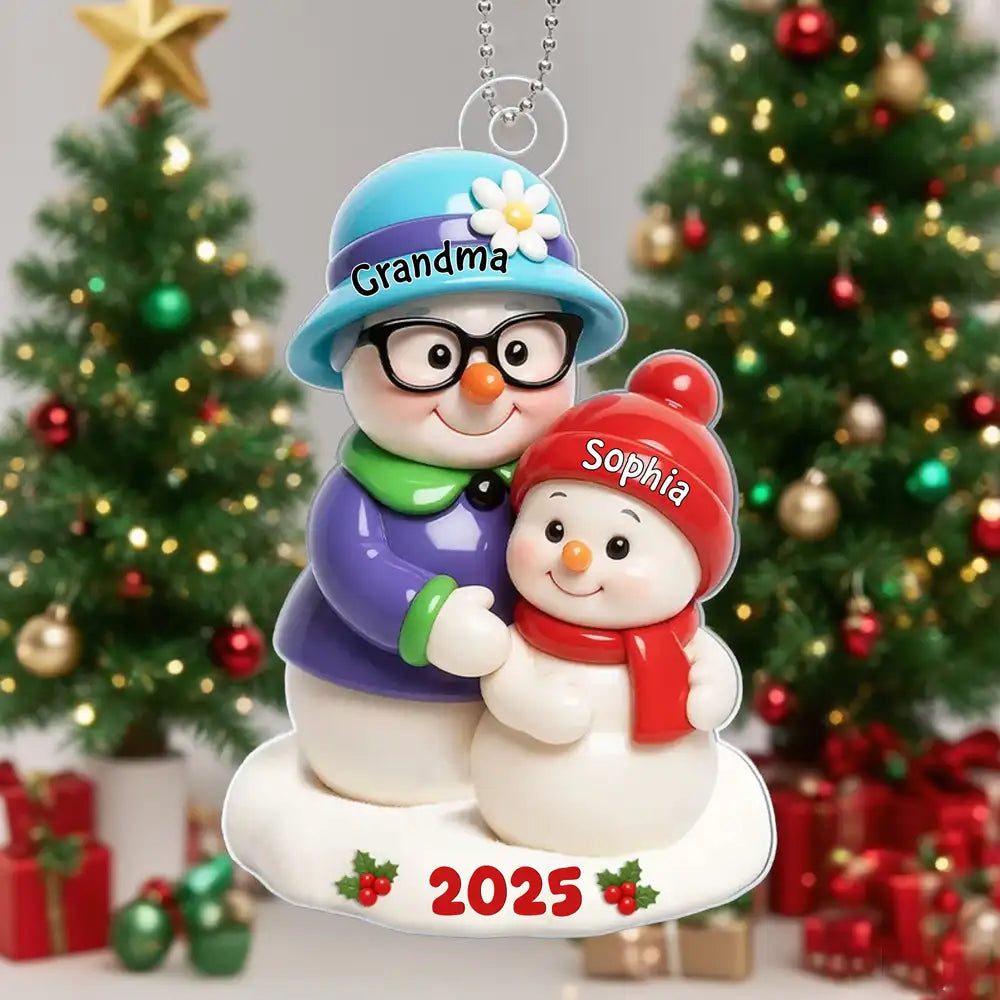 Heartwarming Grandma and Grandkid Acrylic Ornament, Christmas Tree Decoration with Personal Touch