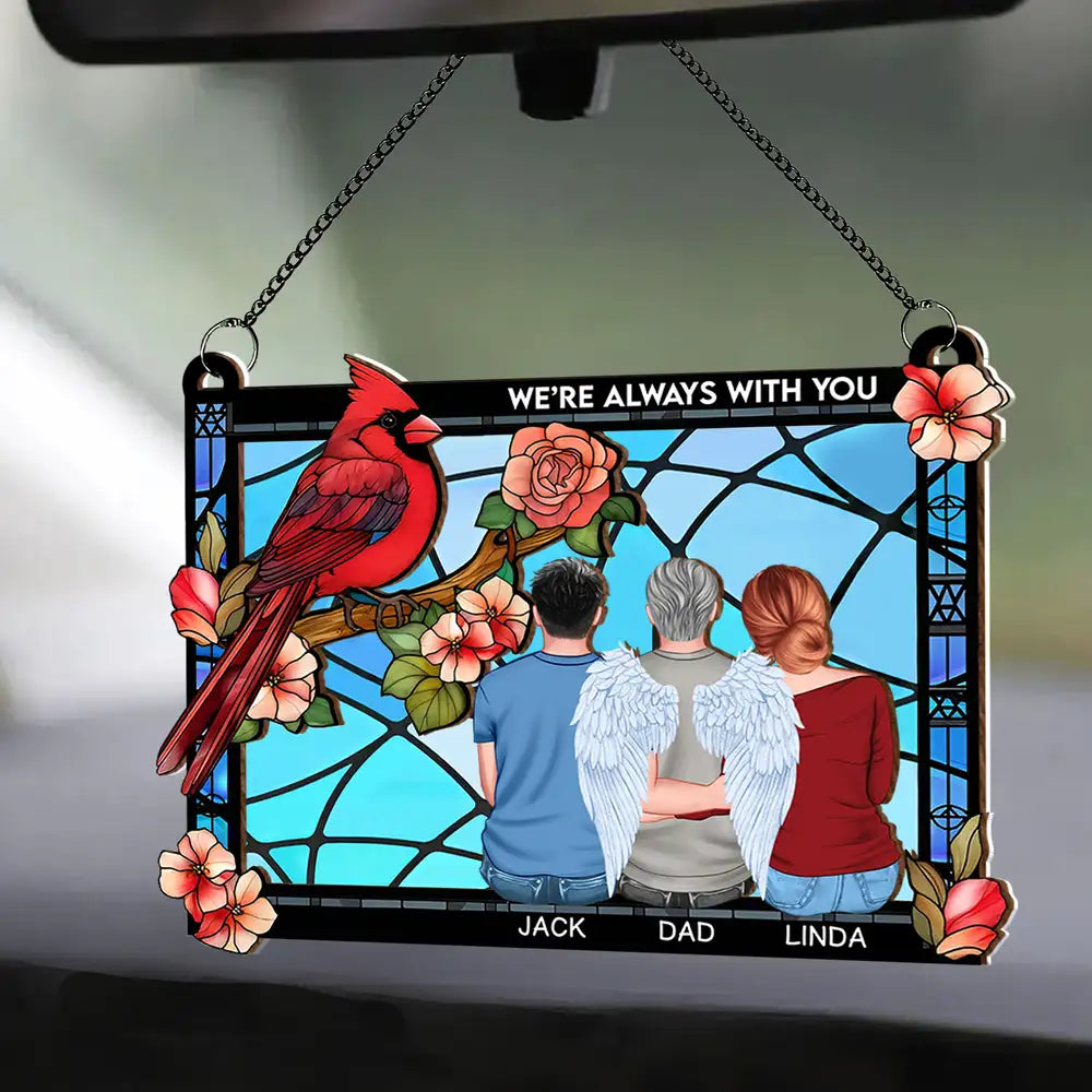 I Am Always With You Wood and Acrylic Layered Ornament – Cardinal and Angel Family Memorial Keepsake