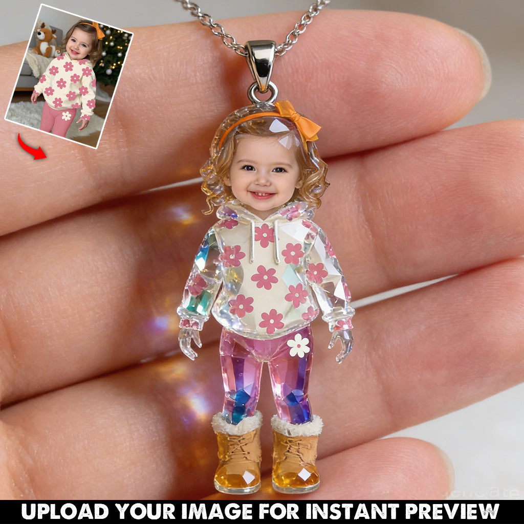 Custom Any Photo - Personalized Kid Shaped Acrylic Pendant Necklace
