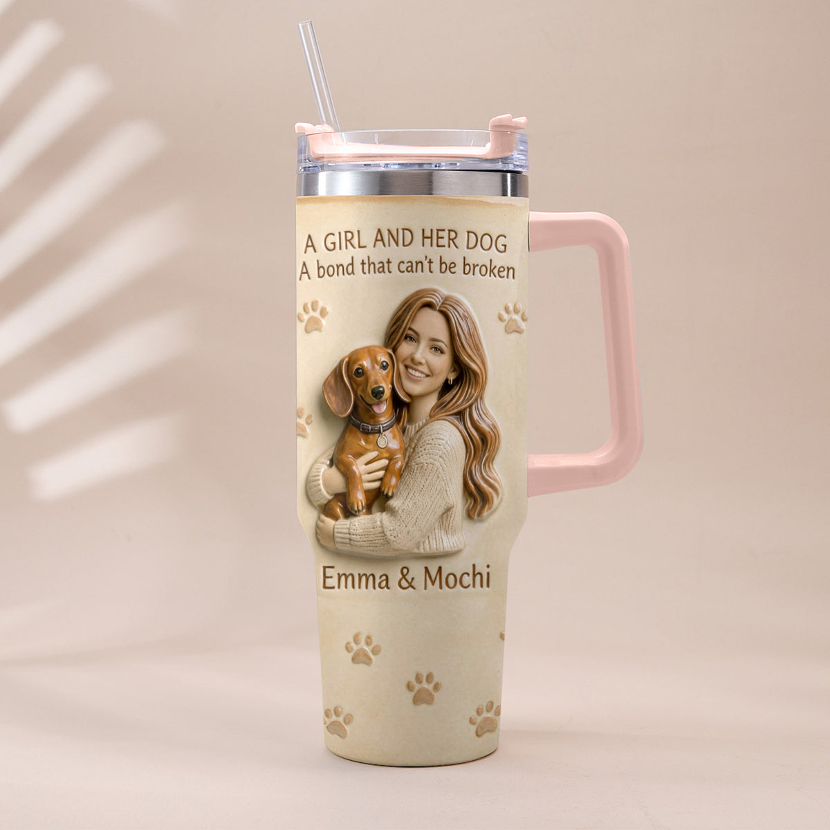 Always By My Side - Personalized Dog Tumbler With Plush Charm