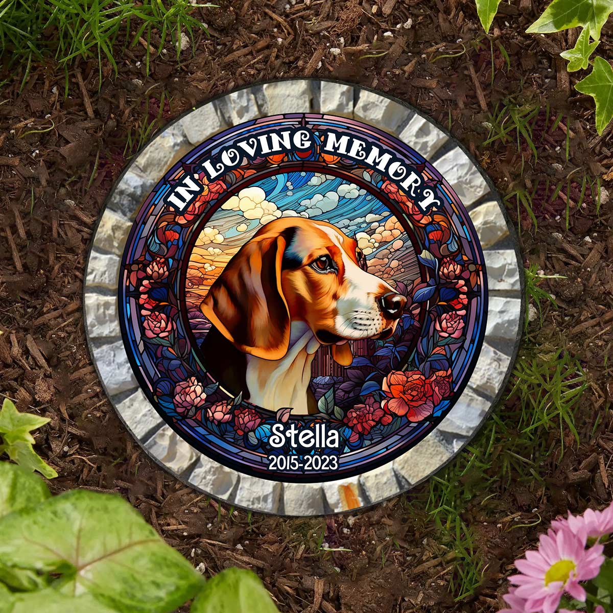In Loving Memory - Personalized Dog Round Shaped Stone