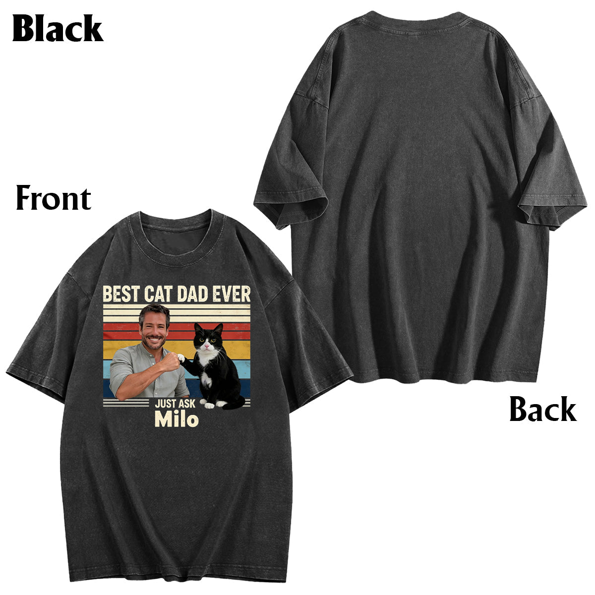Best Cat Dad Ever - Personalized Cat Wash T-Shirt