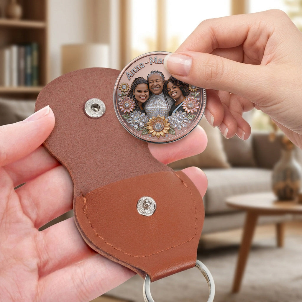 I Love You Mom Grandma - Personalized Mother Pocket Coin Keychain