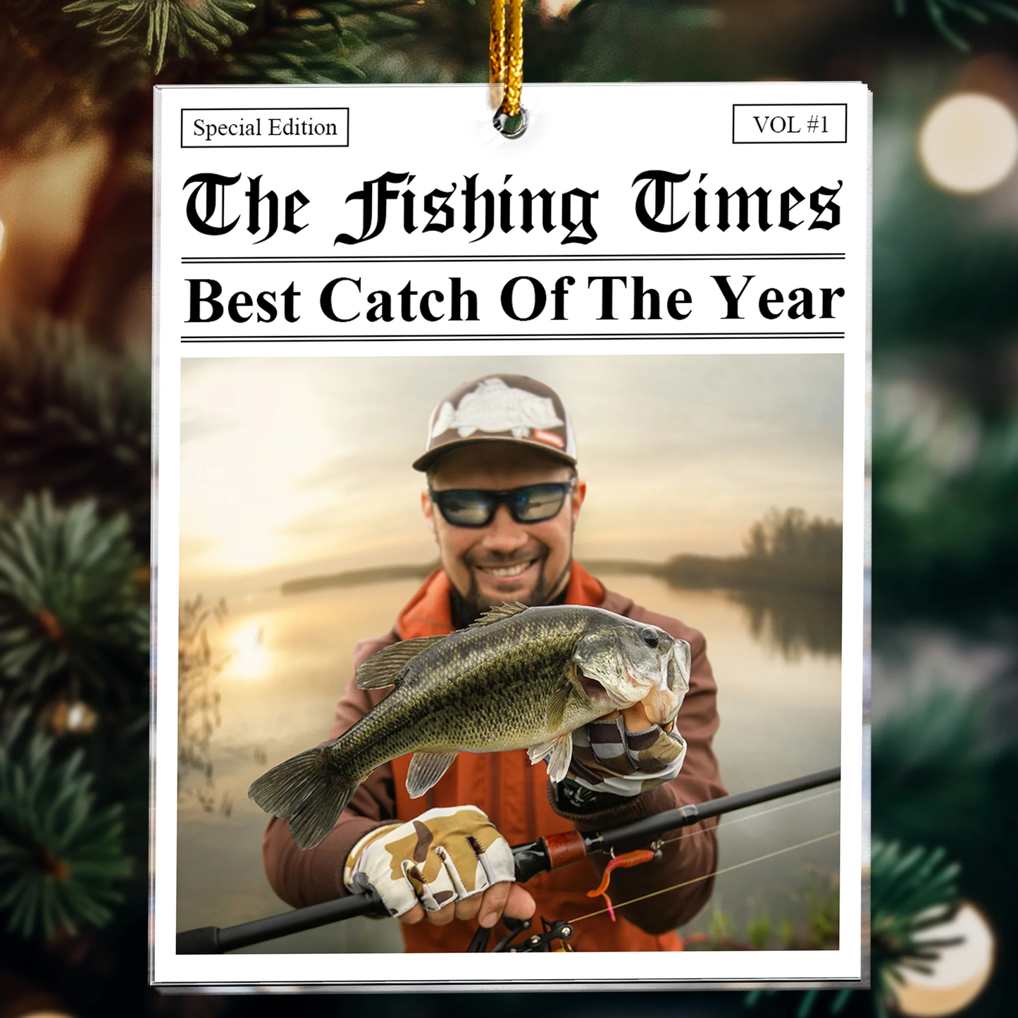 Acrylic Ornament The Fishing Times Best Catch Of The Year Photo Style Lake Fishing Unique Gift For Anglers