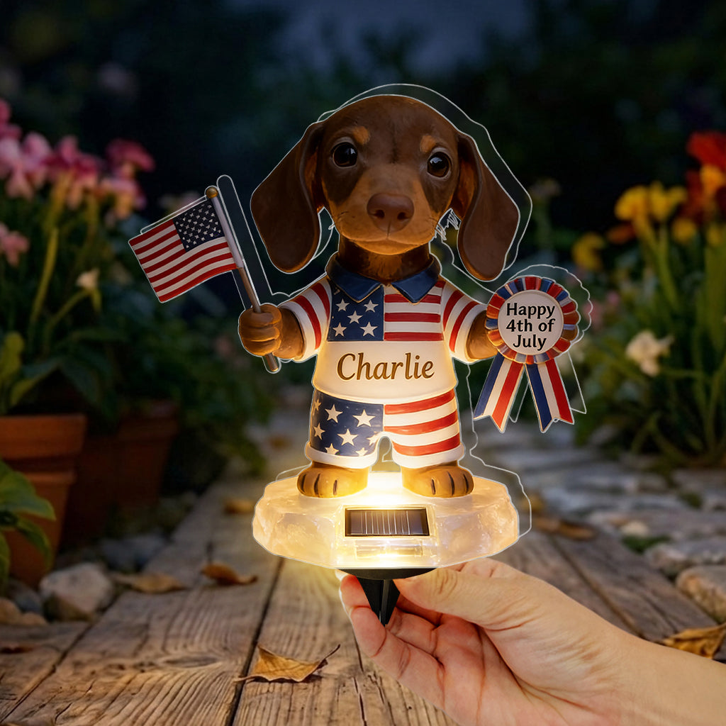 Happy 4th Of July - Personalized Dog Solar Acrylic Light