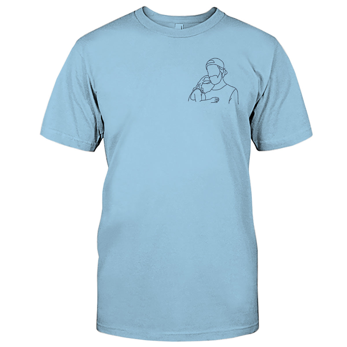Custom Line Art - Personalized Step Dad Embroidered T-shirt