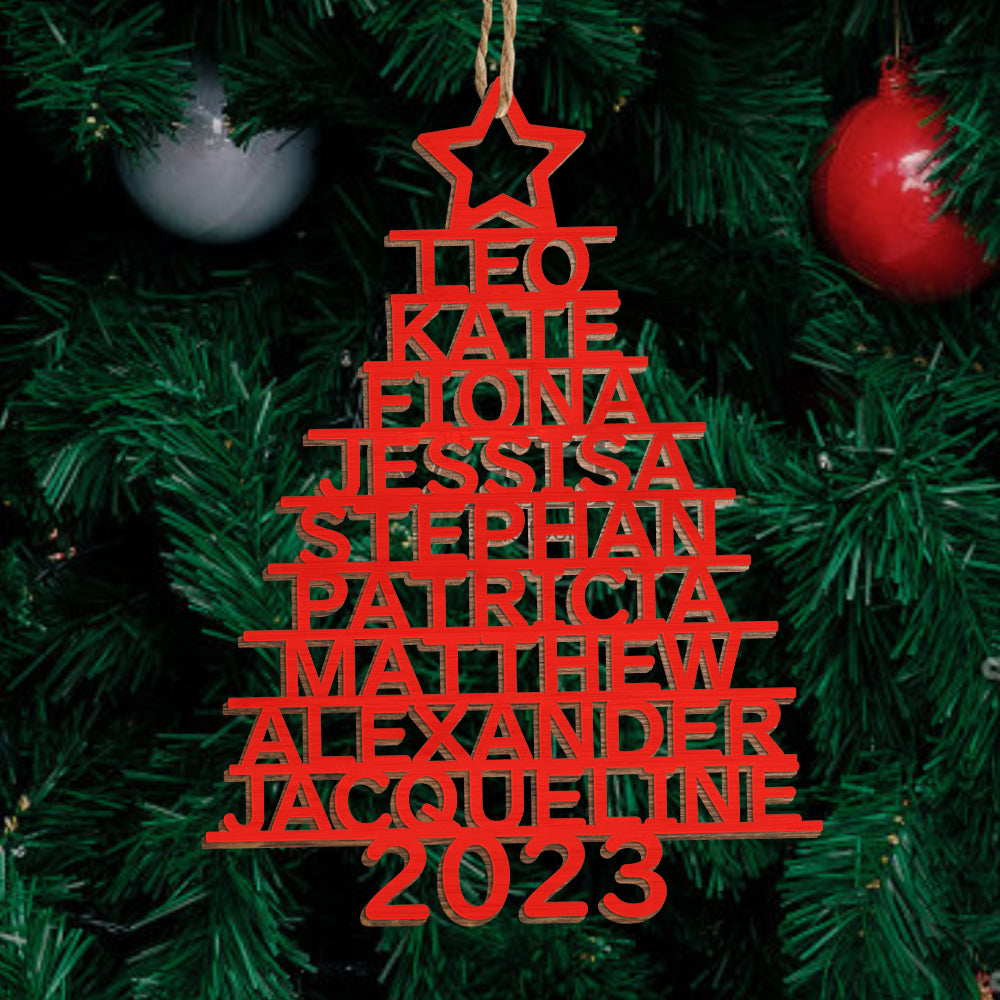 Any Name Christmas Tree - Personalized Family Any Name Christmas Tree Ornament